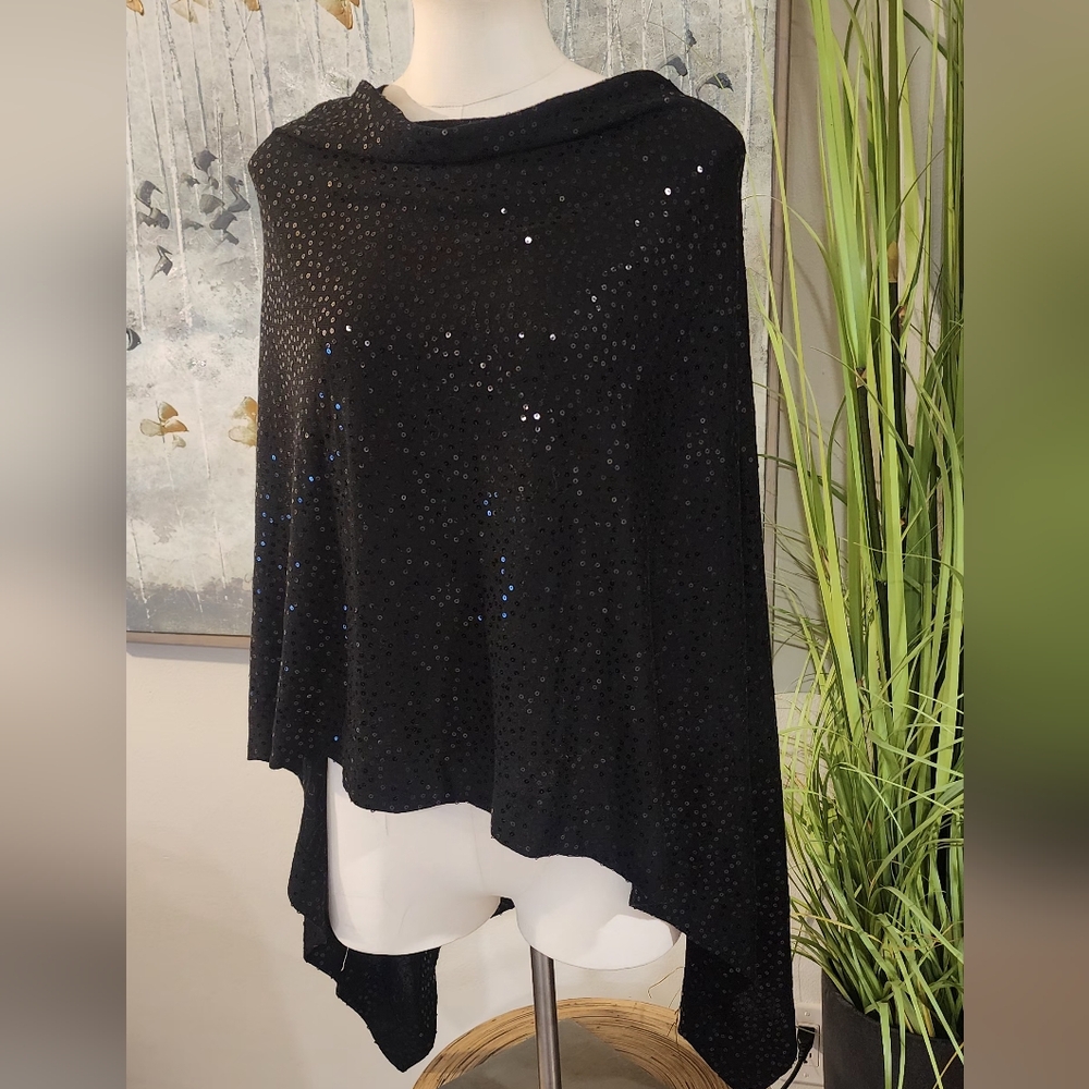Joan Rivers Black Sequin Poncho